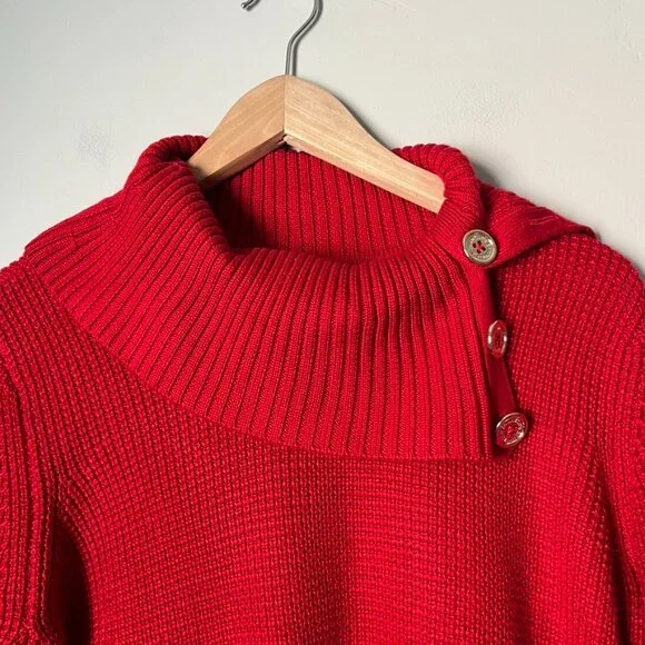 Calvin Klein red waffle knit cowl neck sweater - Picture 5 of 9
